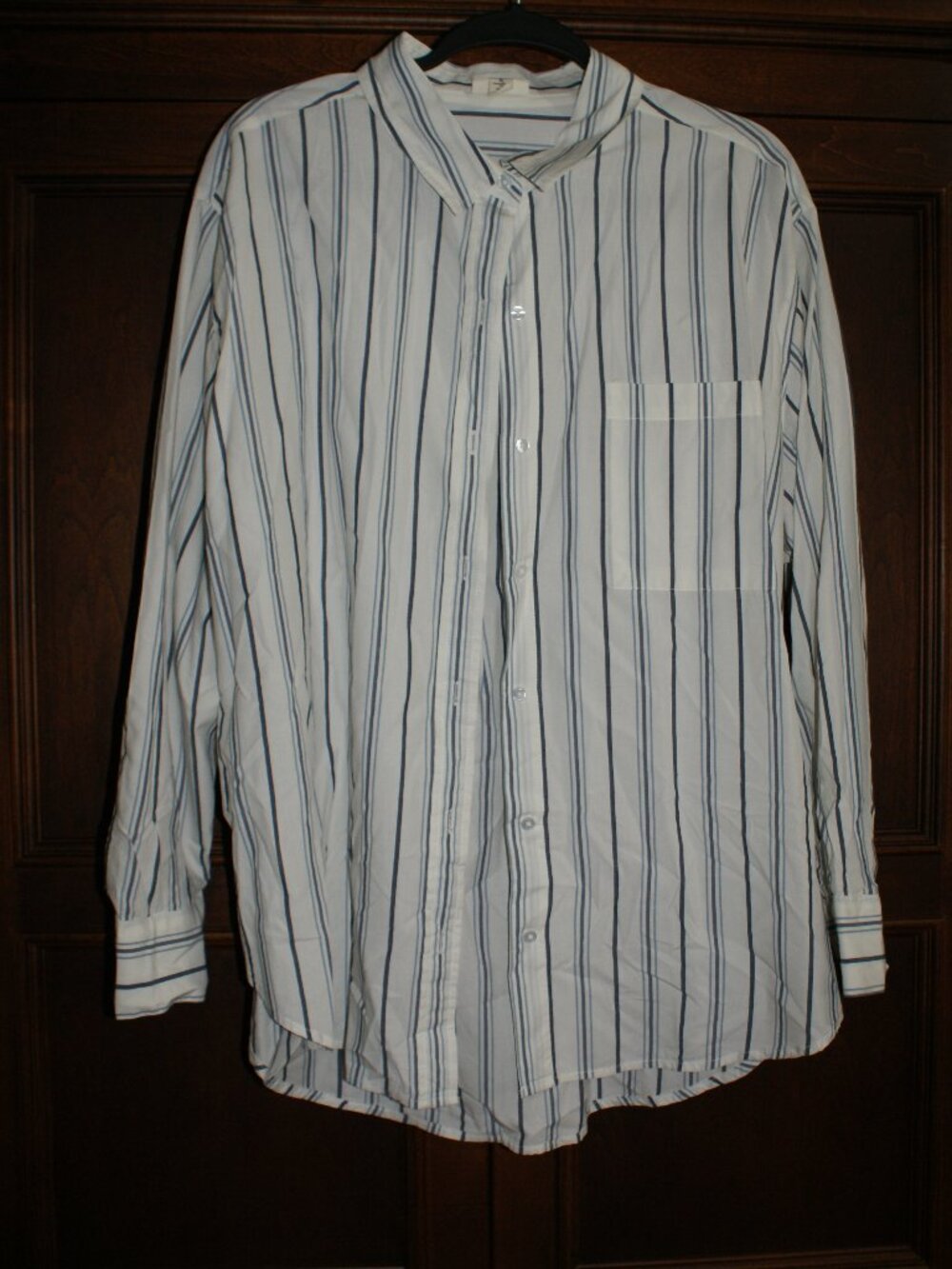 A.n.a White with grey and blue stripe button up Cotton Shirt - XL